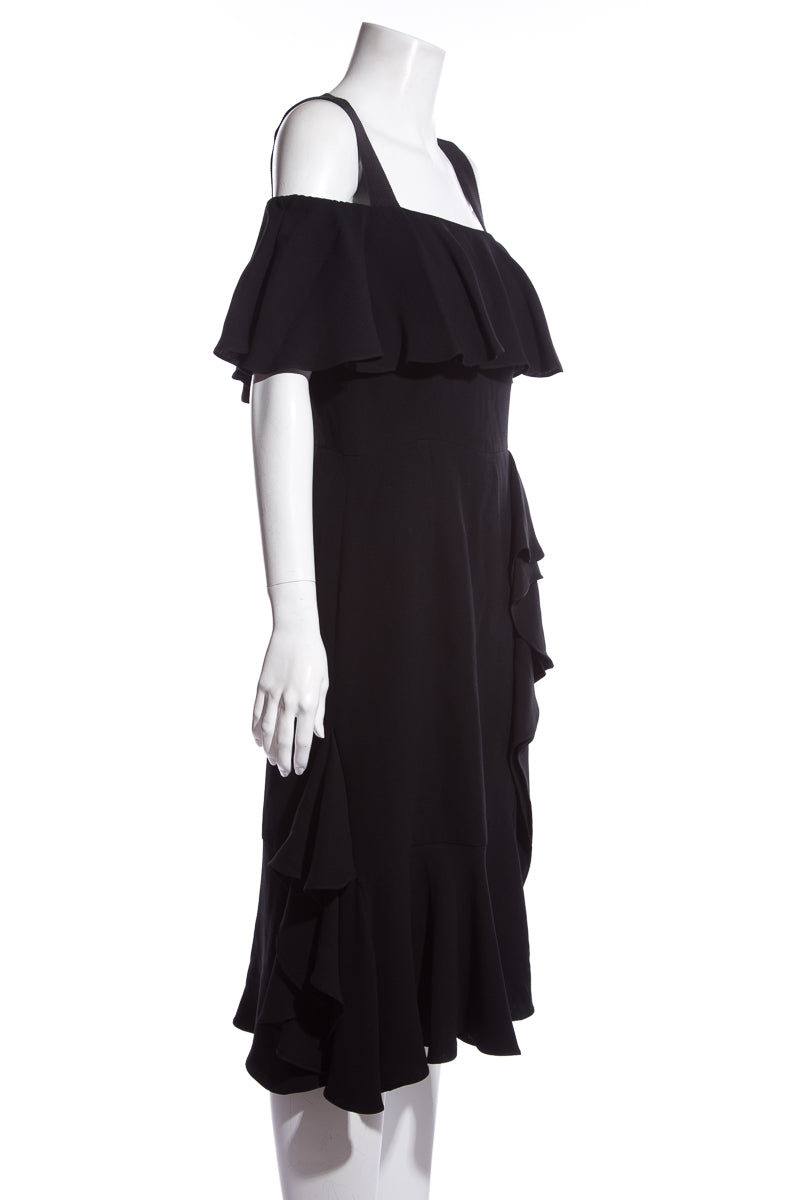 Alexander McQueen Black Ruffled Dress SZ 42