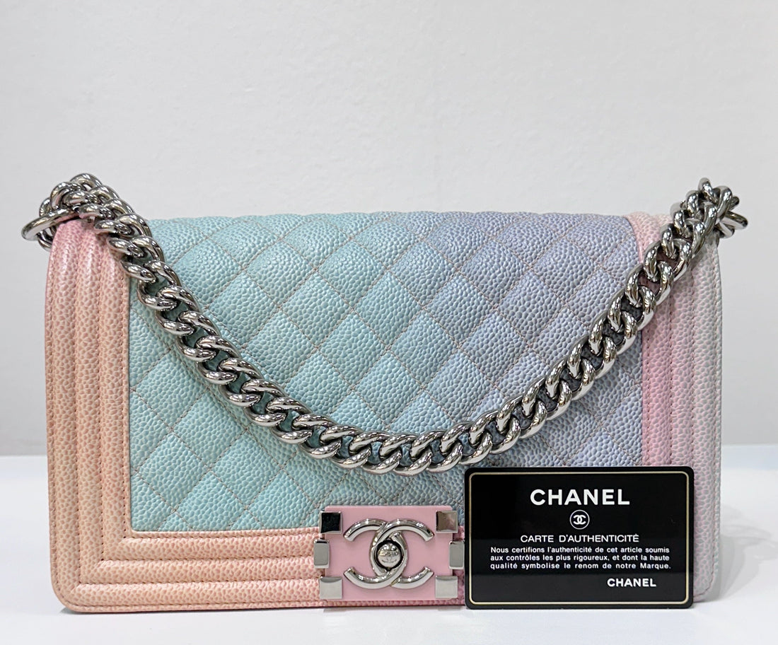 Chanel Rainbow Qulited Caviar Boy Bag Medium