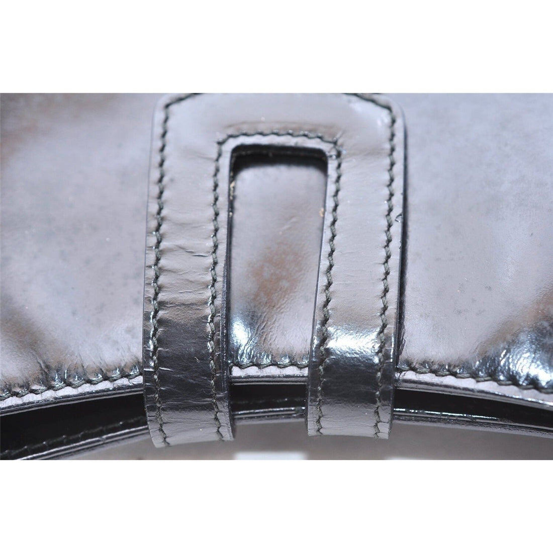 Vintage Tom Ford era black leather Jackie hobo with chrome accents