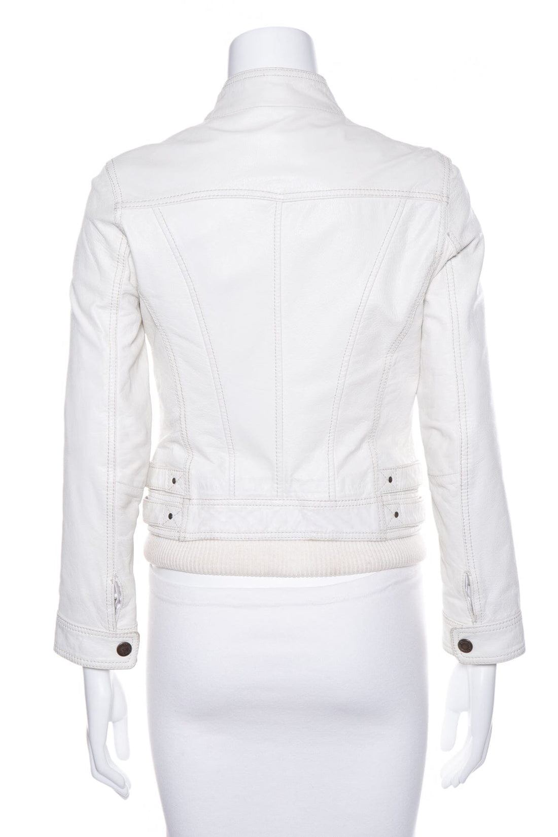 D&G White Leather Zip Up Jacket SZ 40