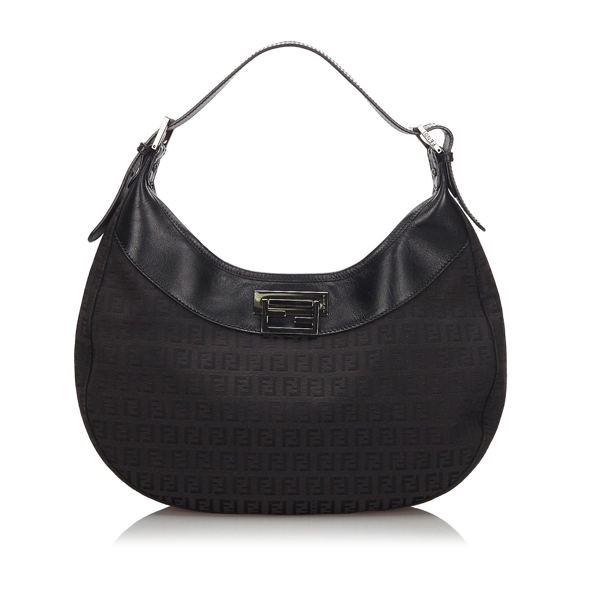 Fendi Black Canvas Fabric Zucchino Shoulder Bag Italy