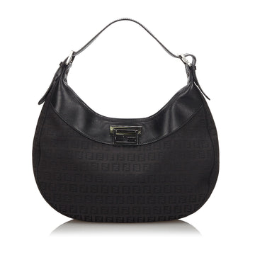 Fendi Black Canvas Fabric Zucchino Shoulder Bag Italy