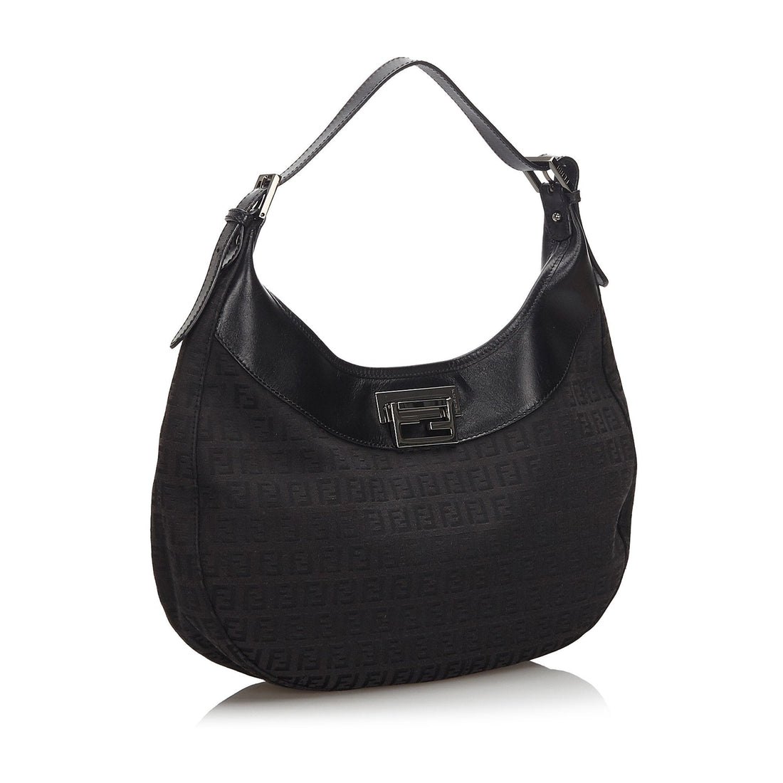 Fendi Black Canvas Fabric Zucchino Shoulder Bag Italy