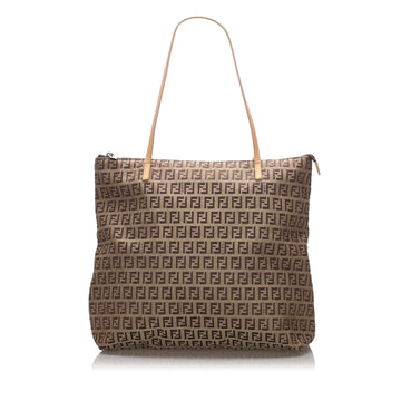 Fendi Brown Beige Canvas Fabric Zucchino Tote Bag Italy