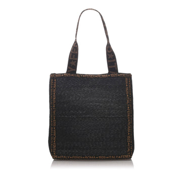Fendi Black Raffia Natural Material Tote Italy