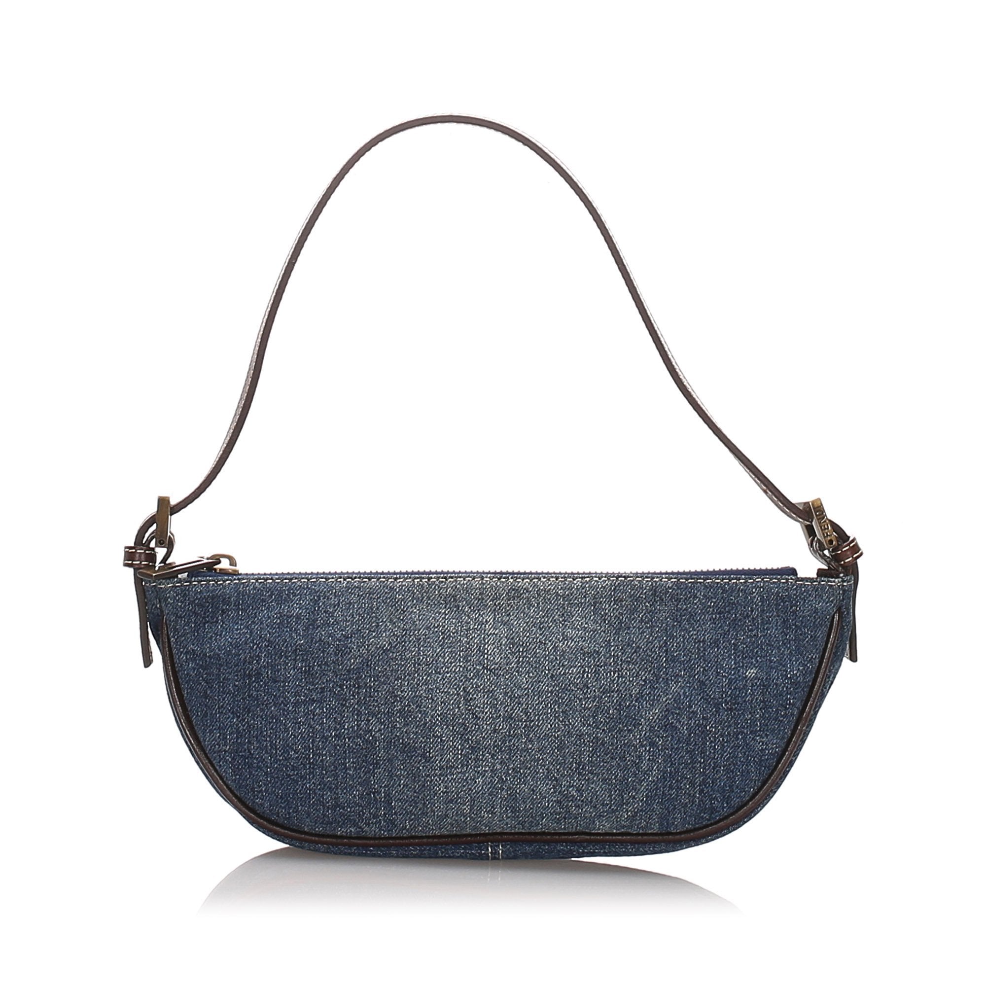 Fendi Blue Denim Fabric Baguette Italy