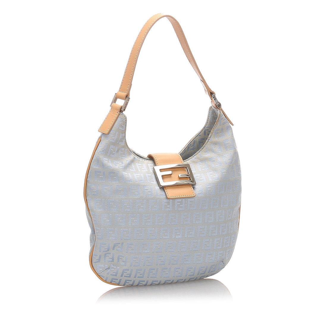 Fendi Blue Light Canvas Fabric Zucchino Hobo Bag Italy
