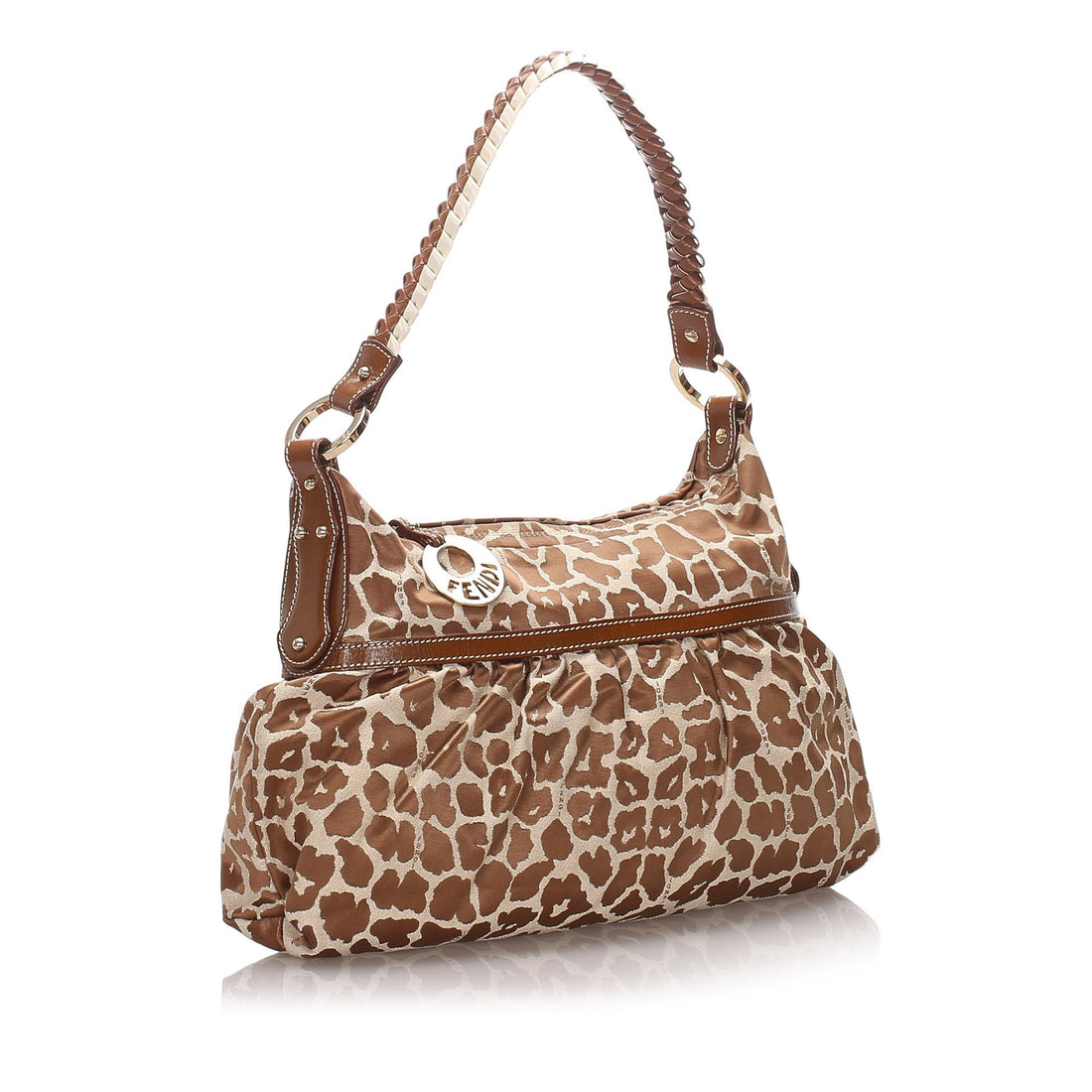 Fendi Brown Beige Canvas Fabric Leopard Print Chef Italy