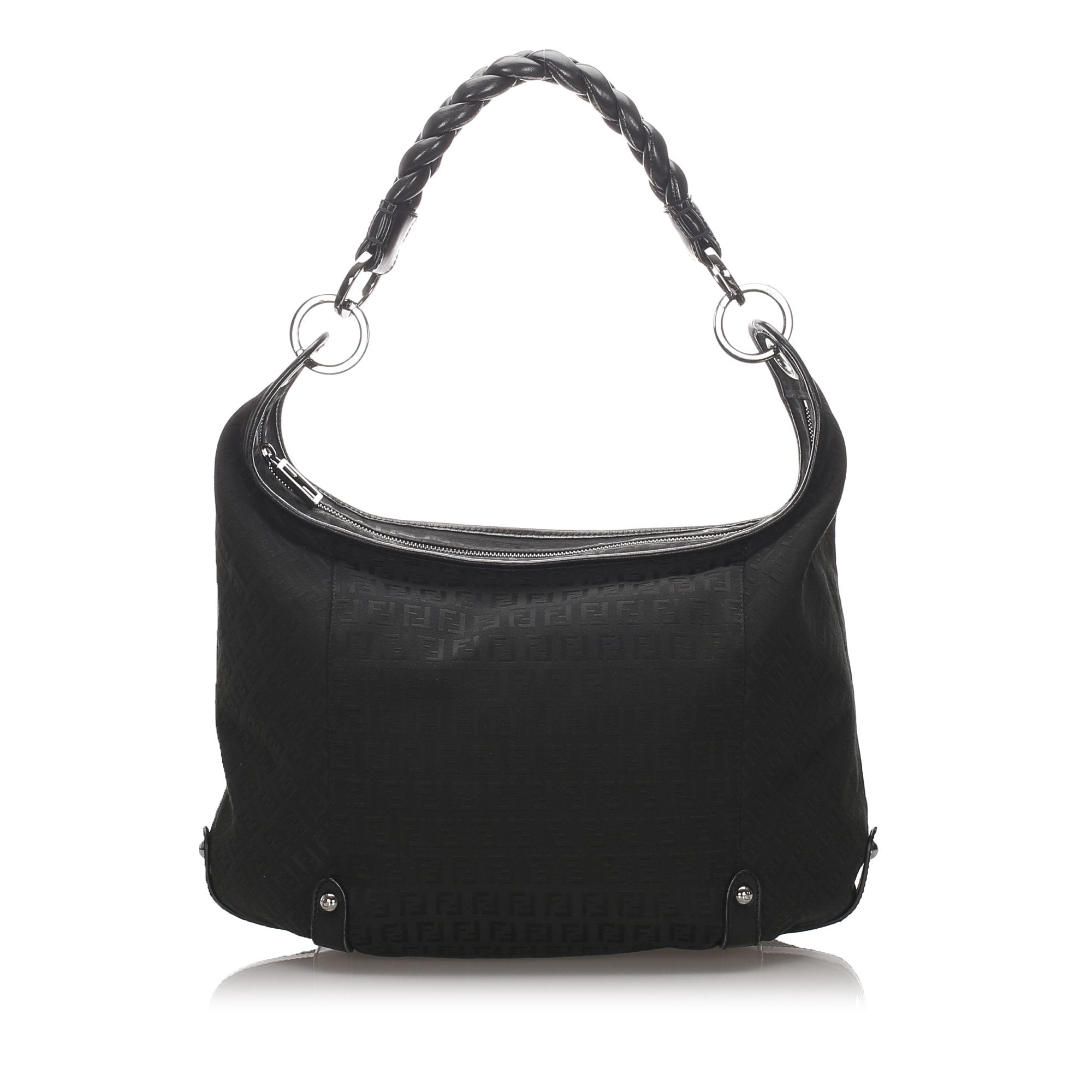 Fendi Black Canvas Fabric Zucchino Shoulder Bag Italy