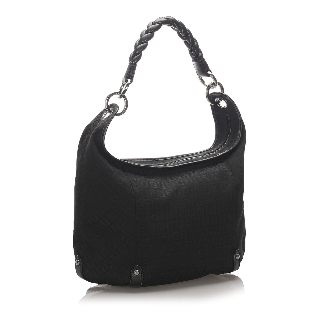 Fendi Black Canvas Fabric Zucchino Shoulder Bag Italy