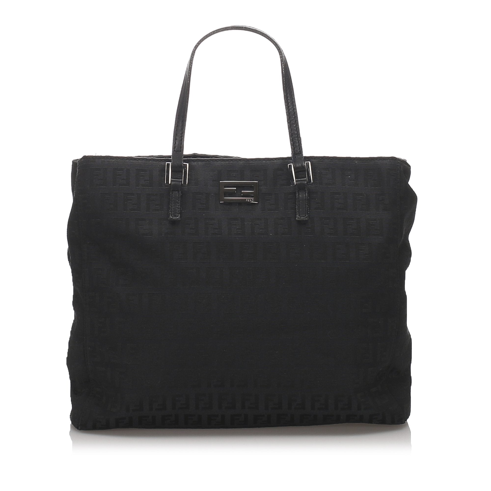 Fendi Black Canvas Fabric Zucchino Tote Bag Italy