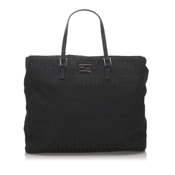 Fendi Black Canvas Fabric Zucchino Tote Bag Italy