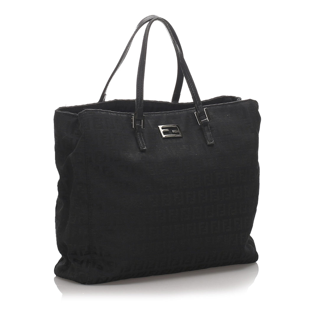 Fendi Black Canvas Fabric Zucchino Tote Bag Italy