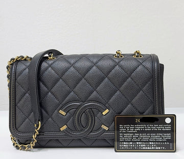 Chanel Small Caviar Quilted CC Filigree Flap Black GHW