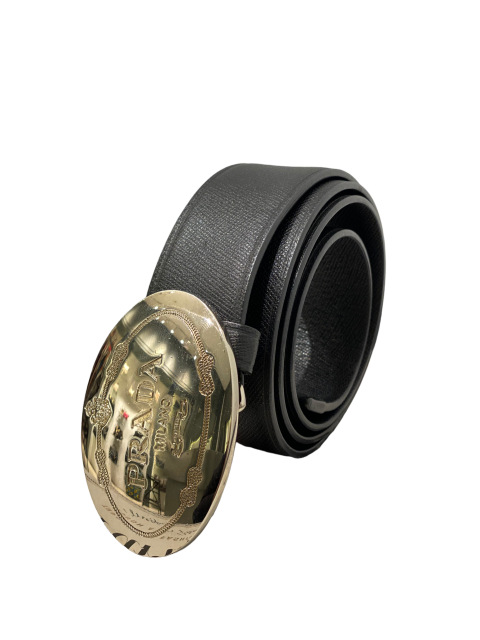 Prada Black Logo Belt 32