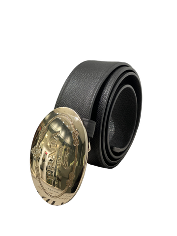 Prada Black Logo Belt 32