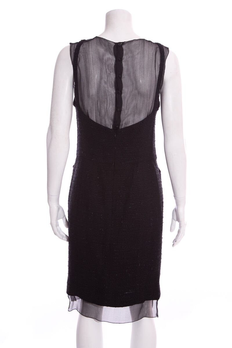 Chanel Pre-Fall '06 Black Tweed/Mesh Dress SZ 38
