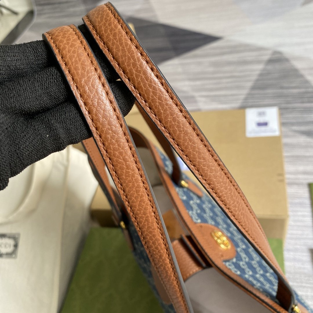 gg Ophidia gg Medium Tote Dark Blue And Ivory Eco Washed Organic gg Jacquard Dtlmim  For Womtlm 15in/38cm gg ?631685 2KQgg 8375