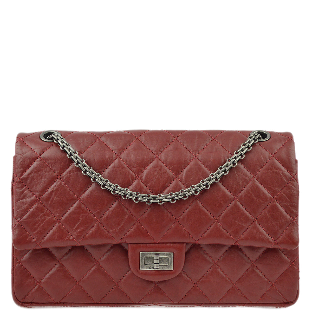 Chanel Red Calfskin 2.55 Classic Double Flap Shoulder Bag