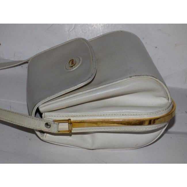 Gucci Vintage White With Bold Gold Accents Leather Shoulder Bag