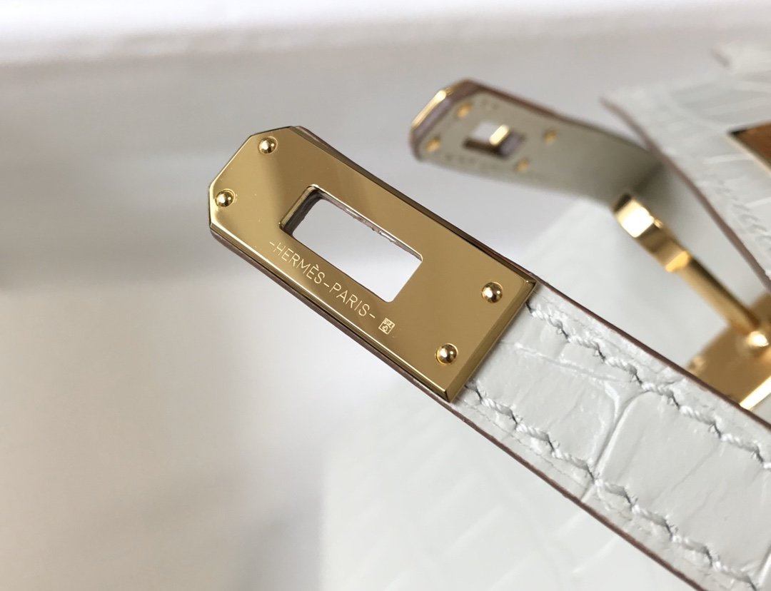 HM Mini Kelly 19 Beton Crocodile Bag For Womtlm, Handbags, Shoulder Bags 7.5in/19cm