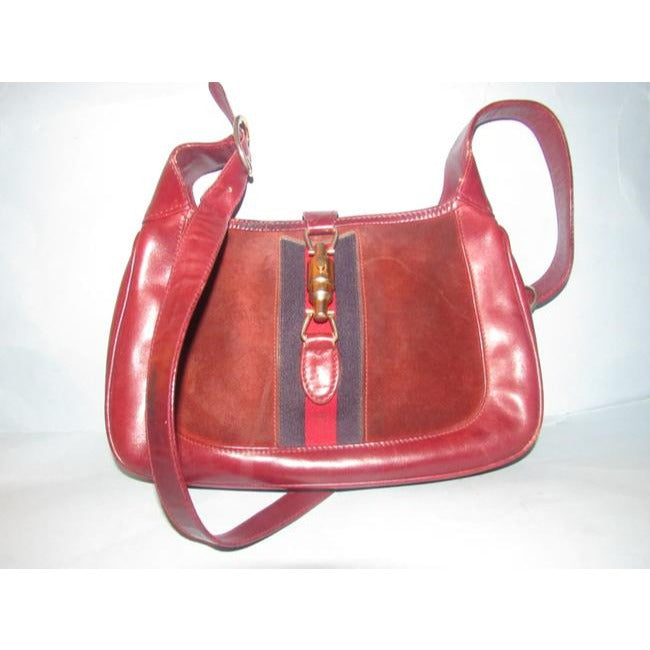 SOLD Rare Gucci burgundy leather and suede 1961 Jackie hobo style shoulder bag