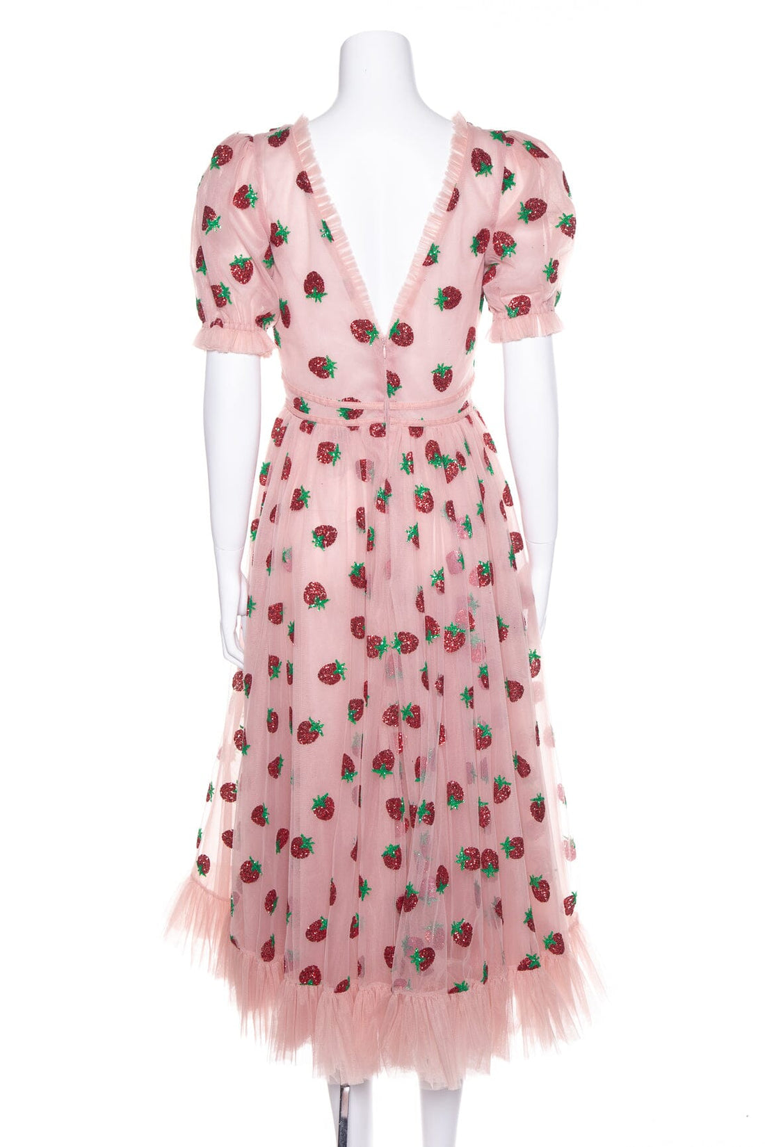 Lirika Matoshi Pink Tulle and Glitter Strawberry Dress SZ M