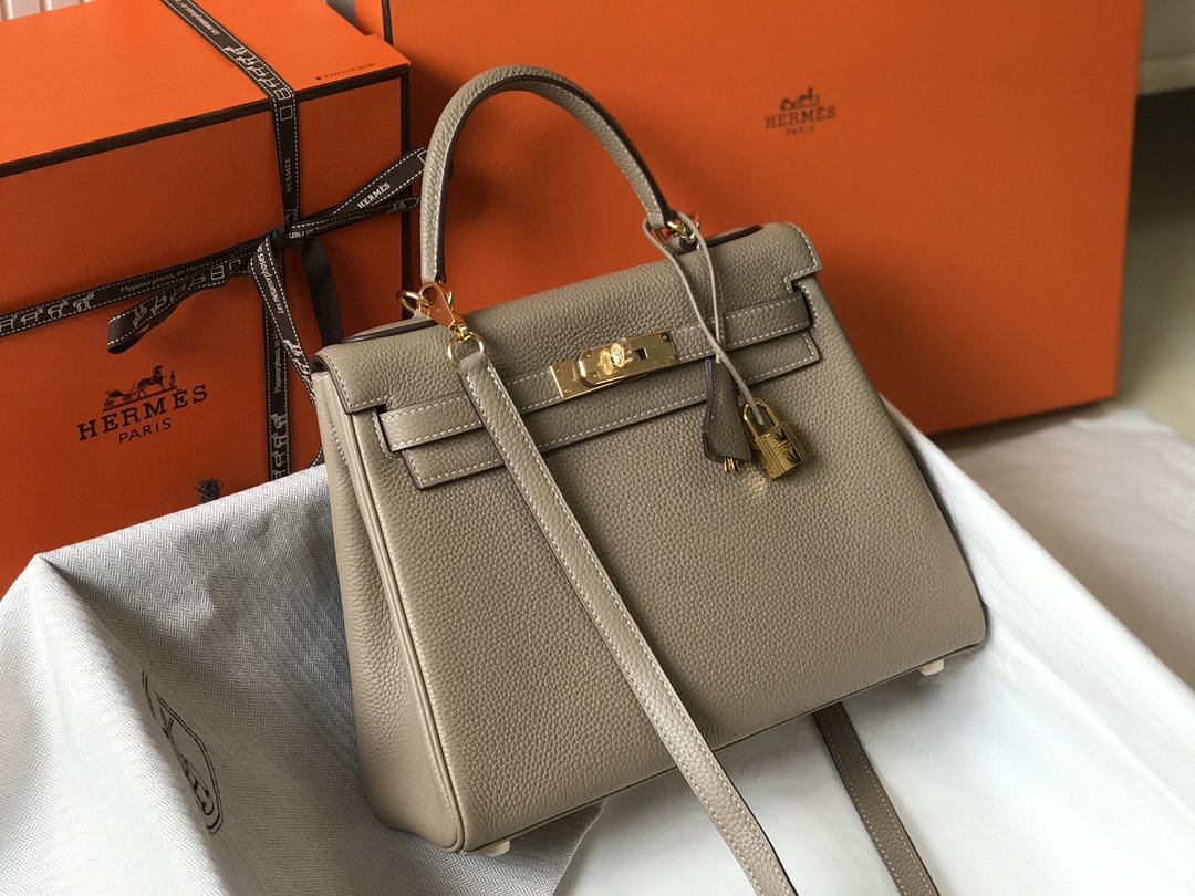 HM Kelly 28 Retourne Togo Brown Bag For Womtlm, Handbags, Shoulder Bags 11in/28cm