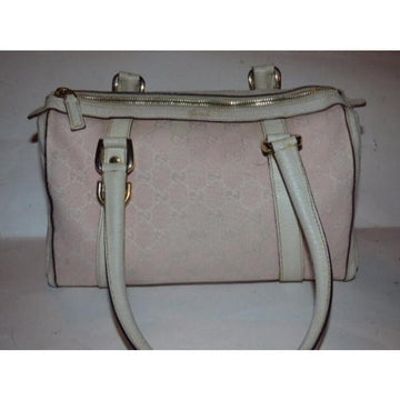 Gucci Small Logo Pink Canvas And Leather Satchel