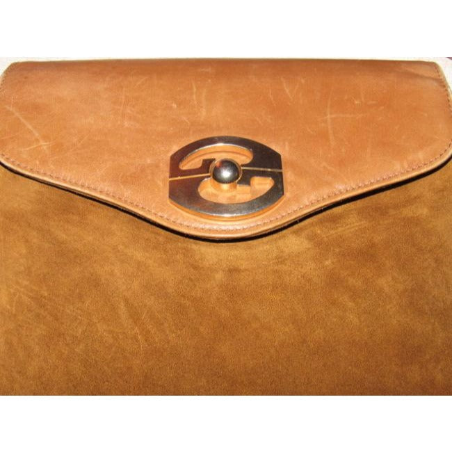 Gucci Vintage Pursesdesigner Purses Camel Suede And Leather Shoulder Bag