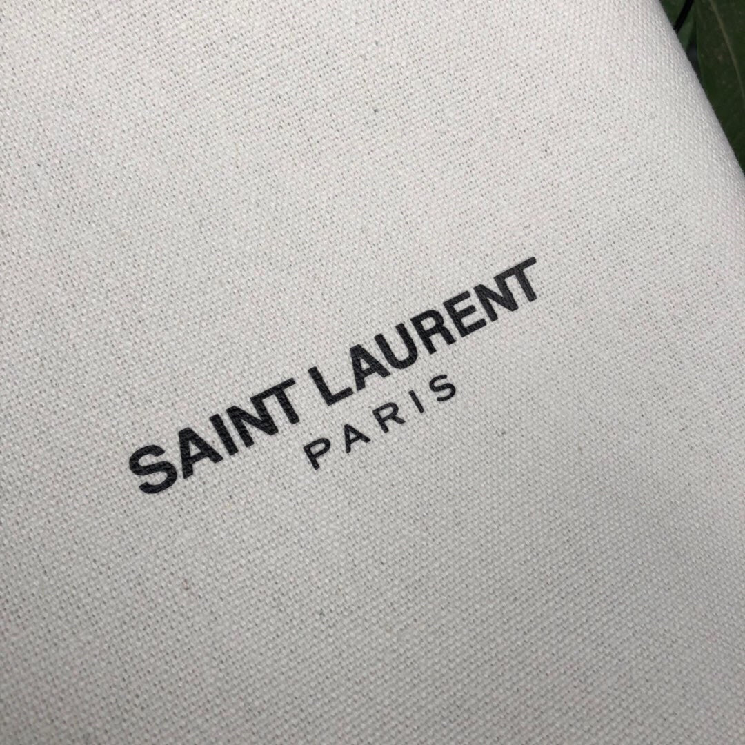 YSSL Teddy Medium Canvas Handle Bucket Tote Bag White For Womtlm 13in/33cm YSL