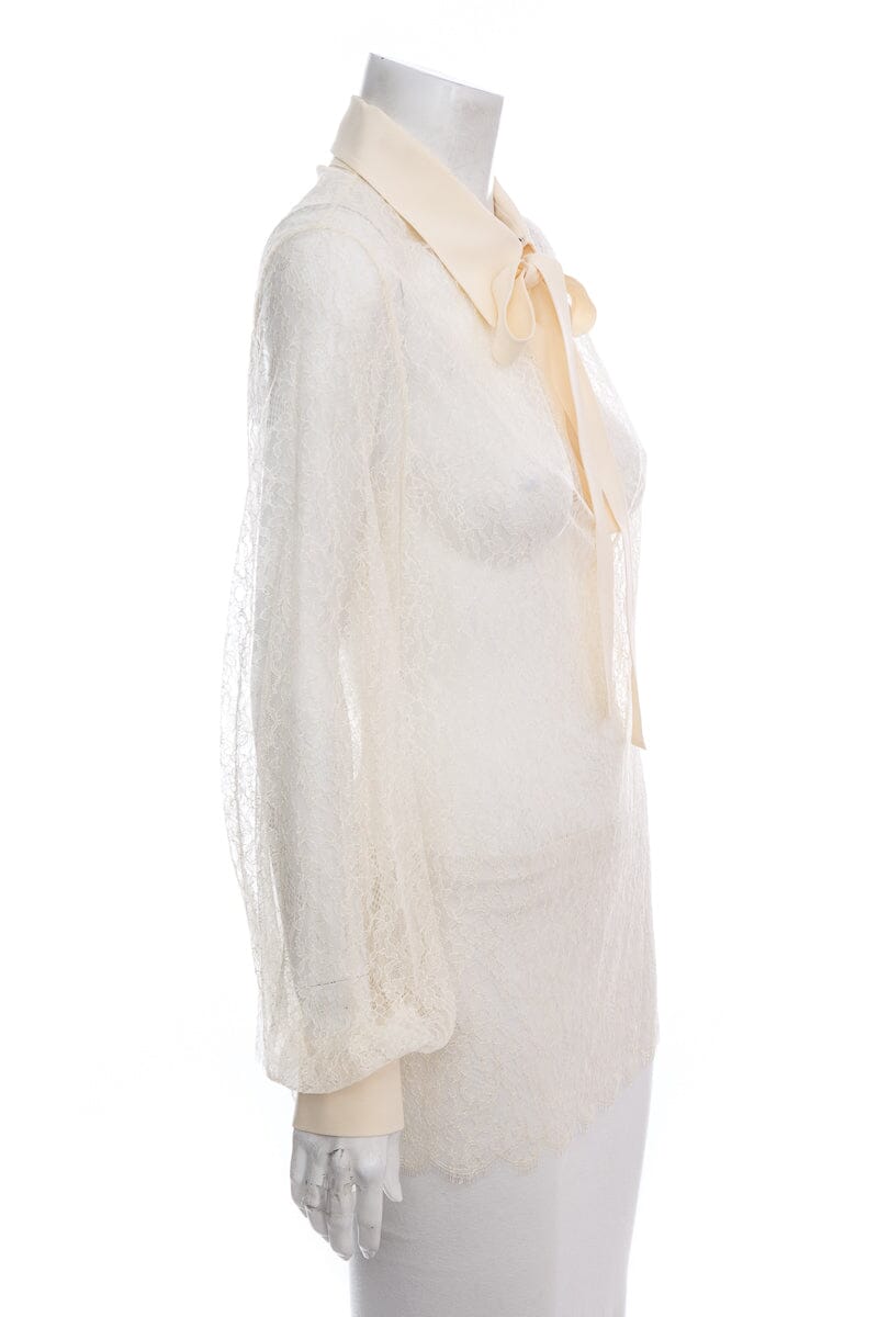 Michael Kors Beige Lace Long Sleeve Blouse SZ 10