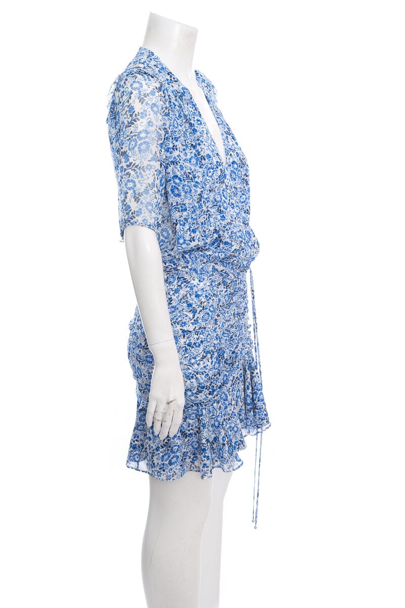 Veronica Beard Blue Floral Short Sleeve Mini Dress SZ 4