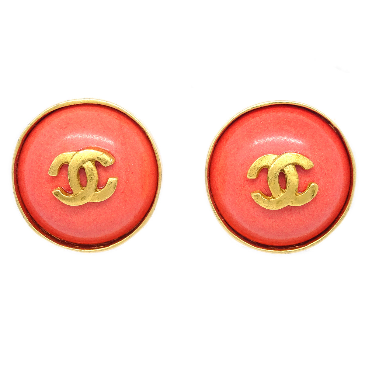 Chanel Stone Earrings Clip-On Pink 97P