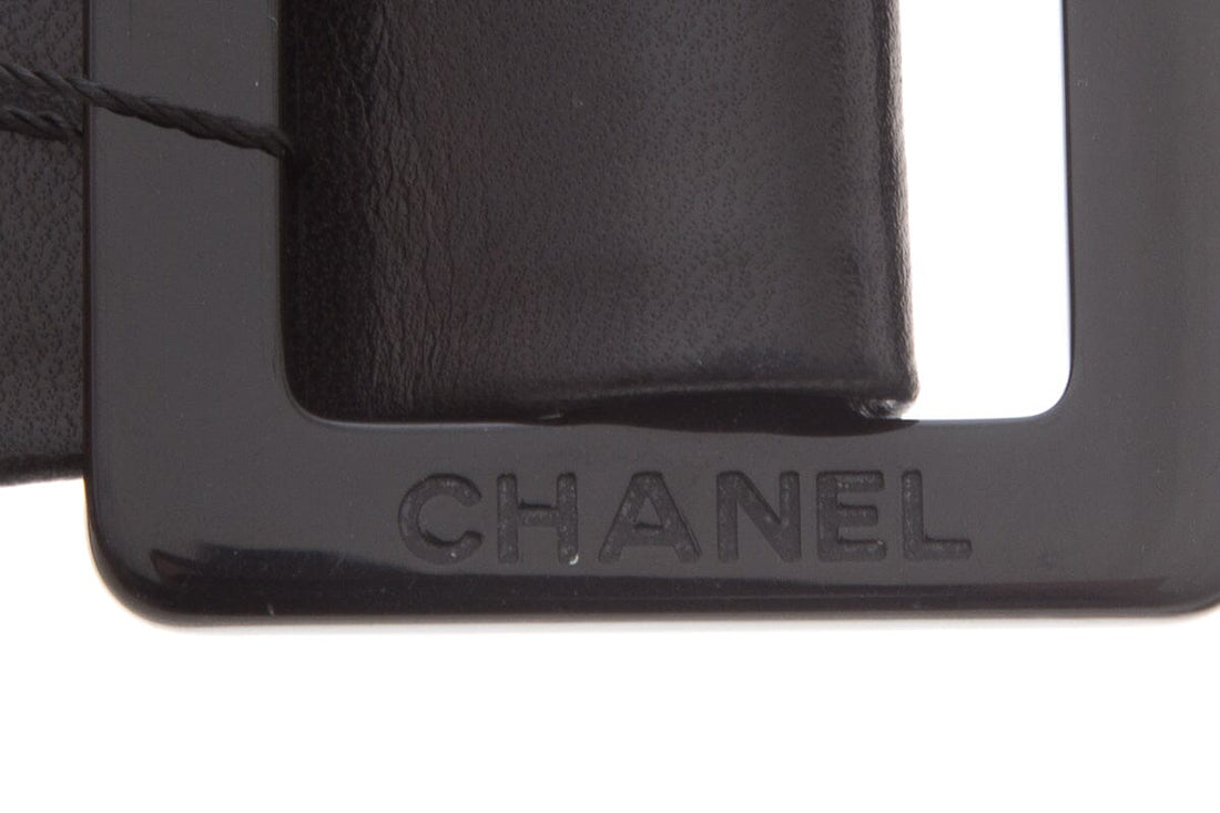 Chanel 2008 Black Leather Bow Belt SZ 90/36