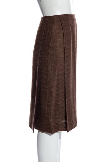 Chanel Vintage Brown Woven Skirt SZ 36