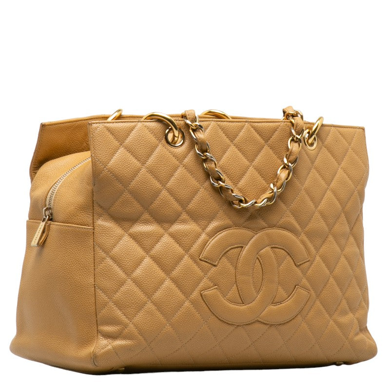 Chanel CC Caviar Expandable Tote Leather Tote Bag in Good condition