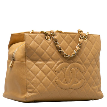 Chanel CC Caviar Expandable Tote Leather Tote Bag in Good condition