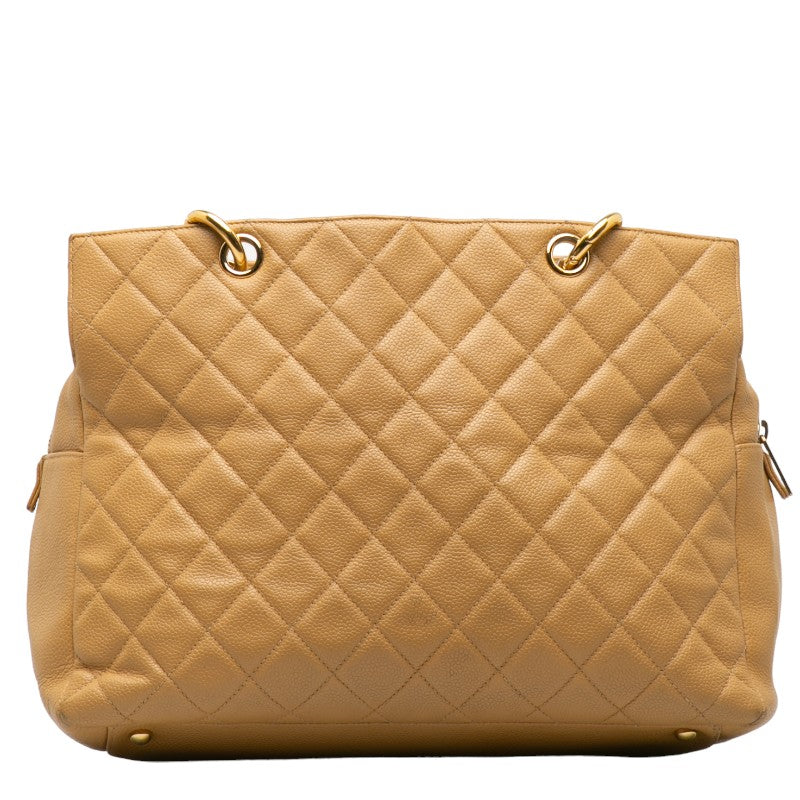 Chanel CC Caviar Expandable Tote Leather Tote Bag in Good condition