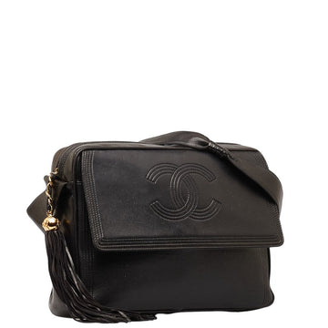 Chanel CC Leather Fringe Camera Bag Leather Crossbody Bag in Good condition