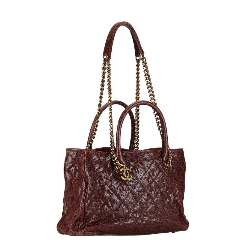 Chanel Quilted Caviar Shiva Tote Bag Leather Tote Bag in Good condition