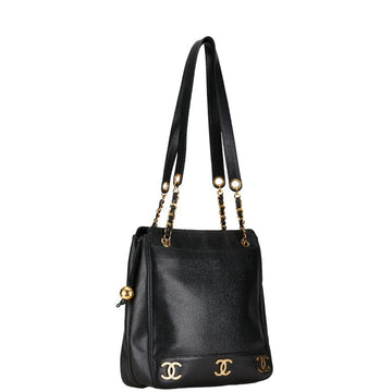 Chanel Triple CC Caviar Tote Bag Leather Tote Bag in Good condition