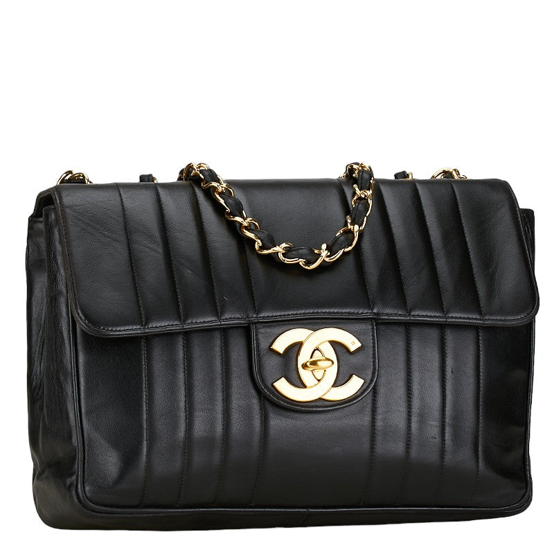 Chanel CC Vertical Quilt Leather Flap Bag Leather Shoulder Bag in Good condition