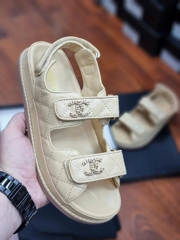 Chanel Sandals Ecru Beige
