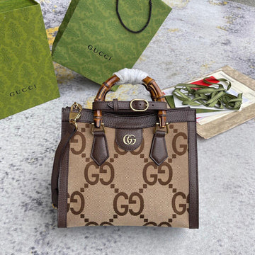 gg Diana Jumbo gg Small Tote Bag Camel And Ebony Jumbo gg Canvas Brown For Womtlm 11in/28cm 660195 UKMFT 2672