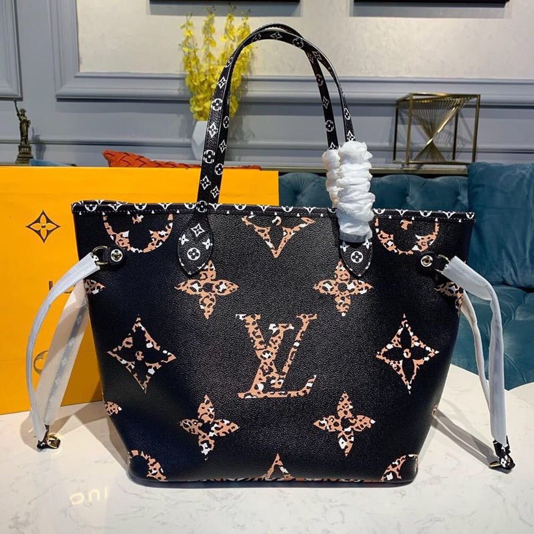 LV Neverfull MM Tote Bag Monogram Jungle Canvas Black For Womtlm,  Shoulder Bags 12.2in/31cm LV M44676