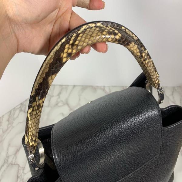 Louis Vuitton Capucines MM Noir Python Leather Trim
