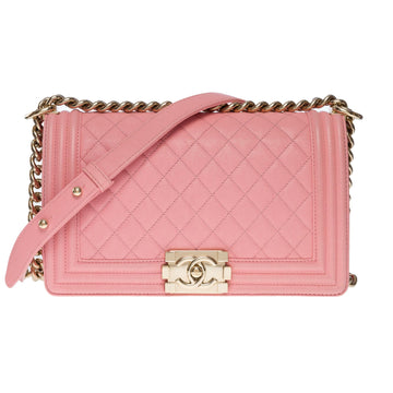 CHANEL Amazing Boy Old medium shoulder bag in Pink caviar quilted leather, SHW