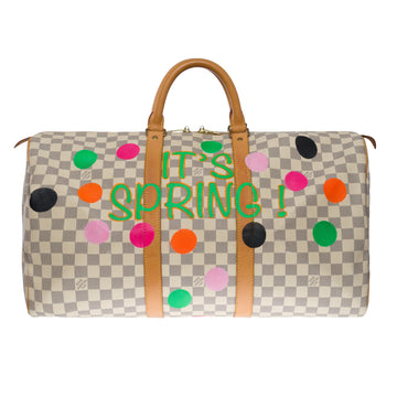 LOUIS VUITTON Customized "Summer X Spring" Keepall 50 travel bag in azure canvas