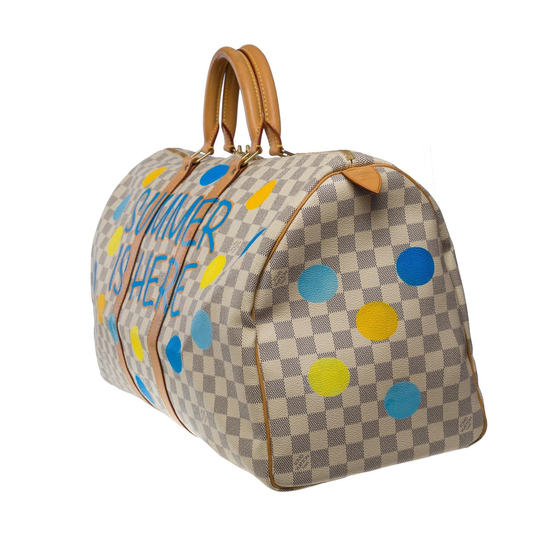 LOUIS VUITTON Customized "Summer X Spring" Keepall 50 travel bag in azure canvas